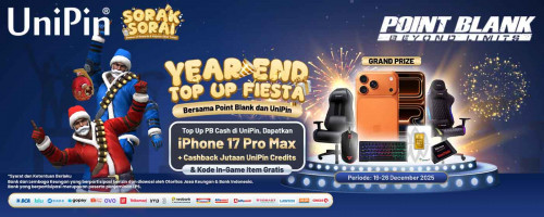 Year End Top Up Fiesta bareng Point Blank dan UniPin, Kesempatan Menang iPhone 17 dan Hadiah Menarik Lainnya!